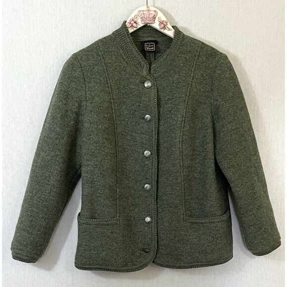Vintage Boos Loden Green Jacket Made In Austria 100% Wool Trachten - Picture 2 of 9
